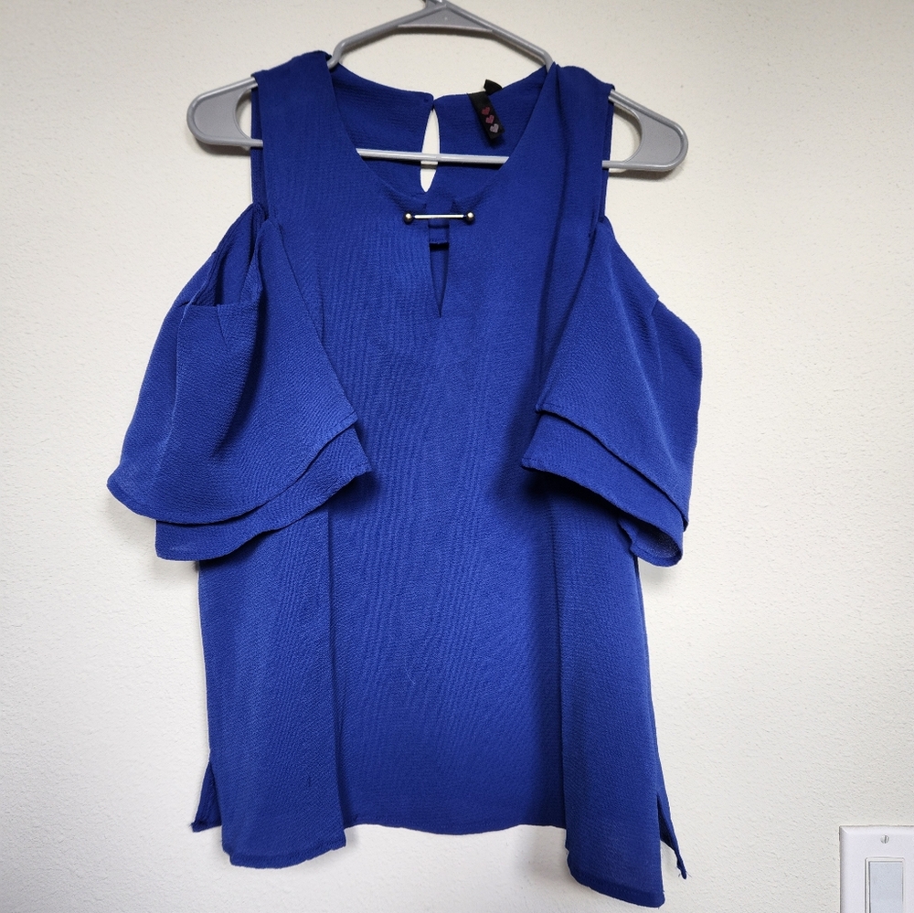 XL Royal blue cold shoulder top